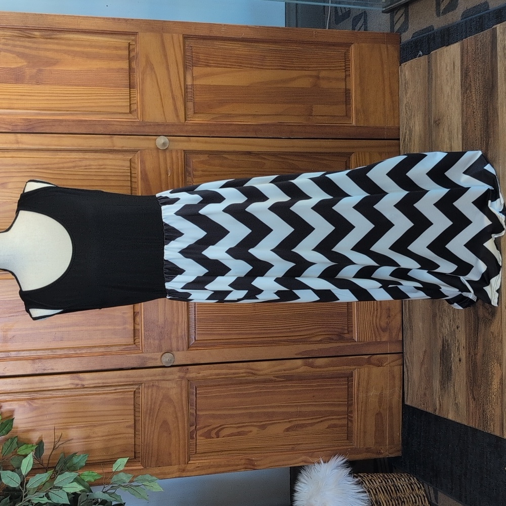 Sherosa Chevron Tank Maxi Sleeveless Dress New XL